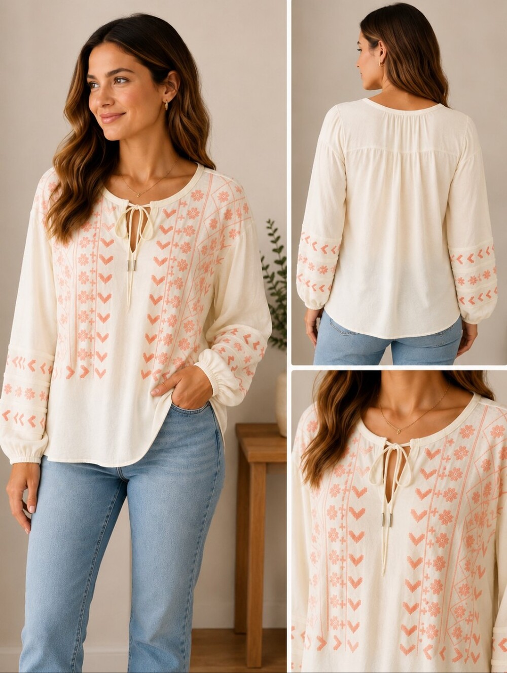 Easel Boho Long Sleeve Top Size Small